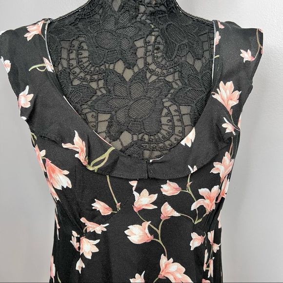 Sz XL Aeropostale Black Sleeveless Pink Floral Dress - Picture 5 of 10